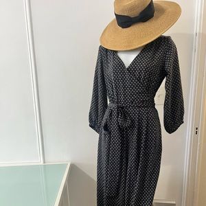 Navy Blue Foulard print Jumpsuit for Women